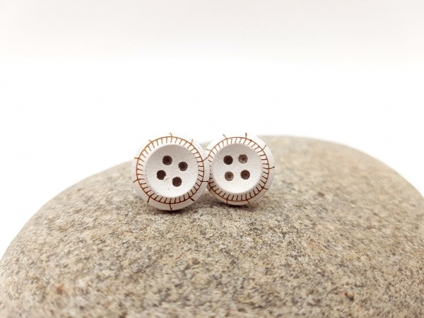 Naht Gravur Holz Knopf Ohrstecker Button